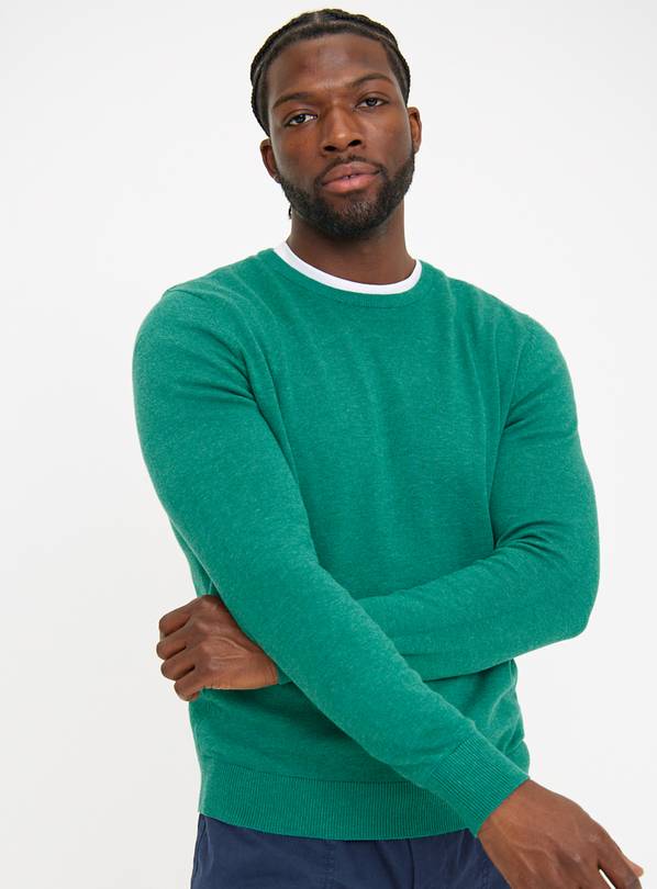 Bright Green Marl Crew Neck Cotton Jumper L